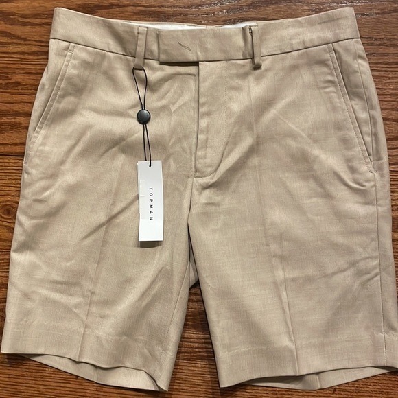 ASOS Topman stone color dressy men’s shorts viscose blend flat front classic fit - Picture 1 of 16